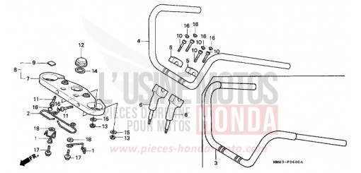 TUYAU DE GUIDON/PONT SUPERIEUR VT1100CR de 1994